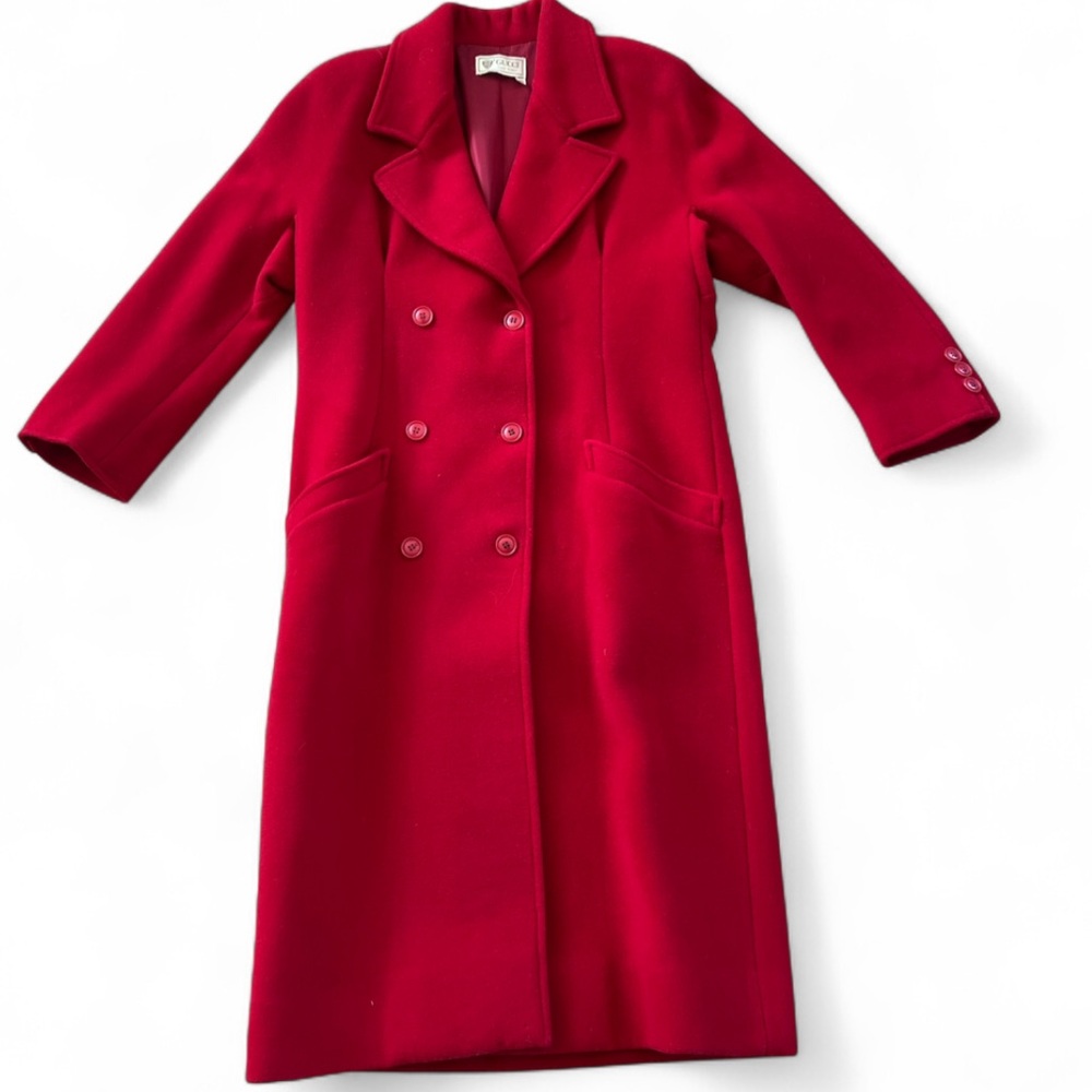 Gucci Red Collared Button Up Coat Made in Italy Size 40 Quiet Luxury